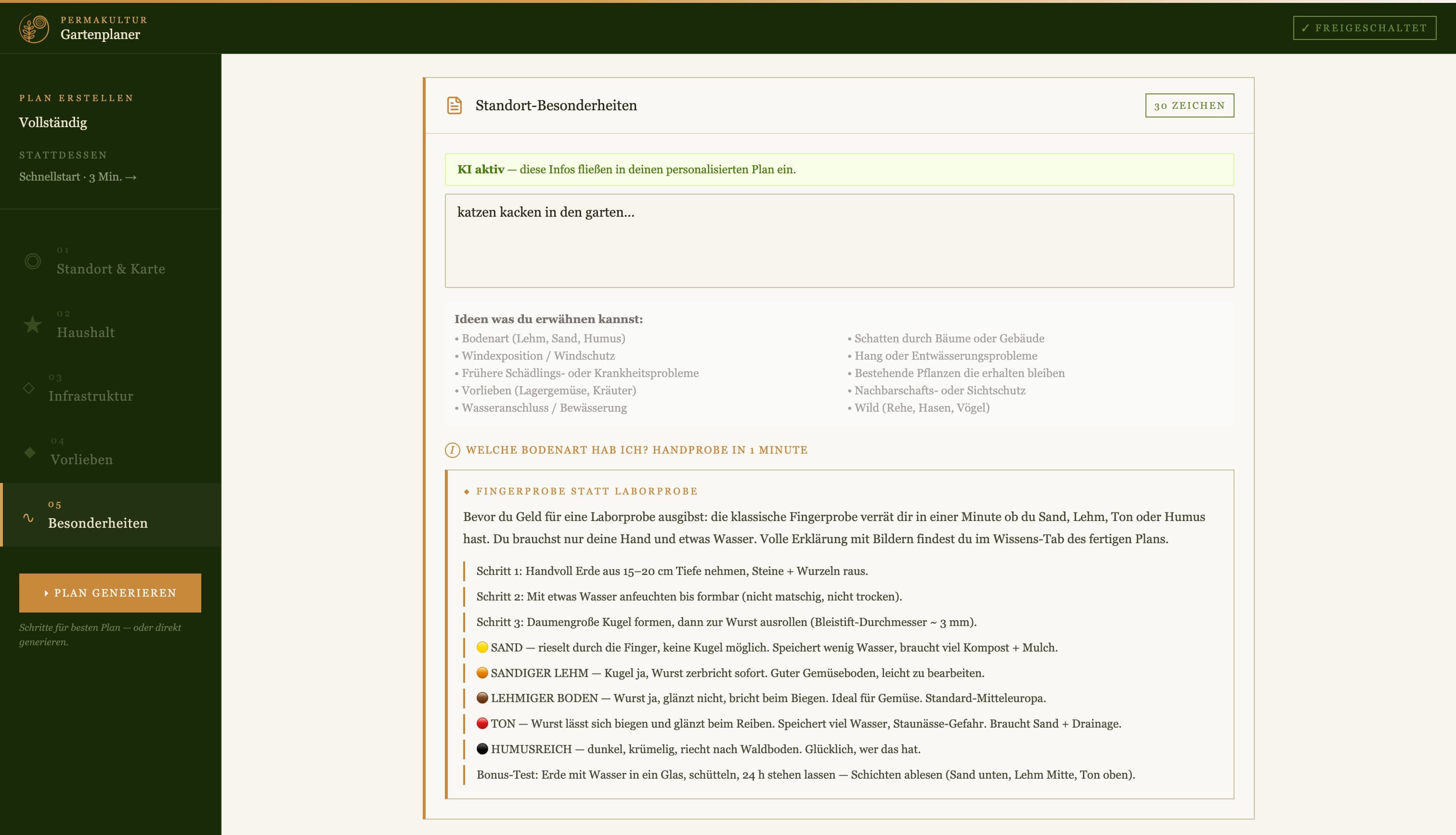 Planer — Besonderheiten und individuelle Notizen